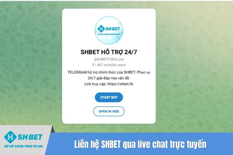 Liên hệ SHBET qua live chat trực tuyến trên website