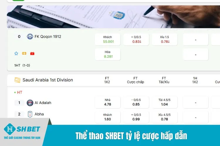Thể thao SHBET tỷ lệ cược hấp dẫn